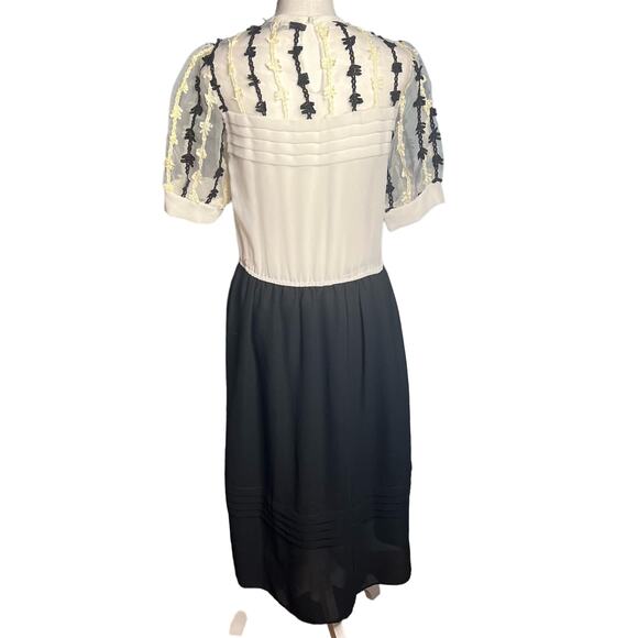 Vintage 80s Midi Dress Clement Laird for Cache Embroidered Pleated Sz Medium 7/8 - Picture 4 of 14